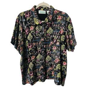 Extra Shenanigan's Women's Button Front‎ Shirt Multi Color Pattern Plus Size 3X